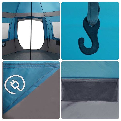 Кабинна палатка с покрив Синьо и сиво 405 x 405 x 273 см