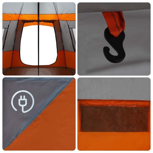 Кабинна палатка с покрив Сив и оранжев 405 x 405 x 273 см