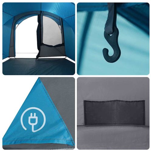 Тунелна палатка с покрив Синьо и сиво 740 x 370 x 220 см