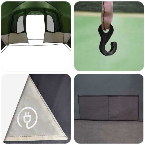 Семейна палатка с покрив Зелен и бял 760 x 645 x 230 см