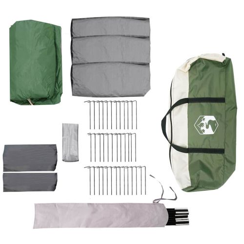 Семейна палатка с покрив Зелен и бял 760 x 645 x 230 см