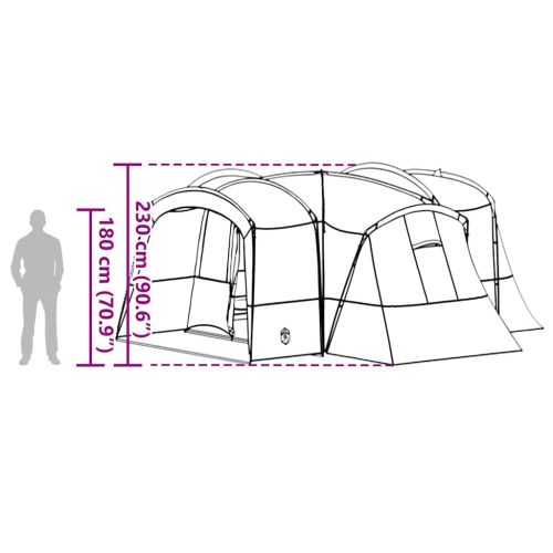 Семейна палатка с покрив Зелен и бял 760 x 645 x 230 см