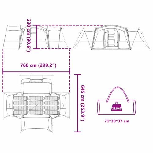 Семейна палатка с покрив Сив и оранжев 760 x 645 x 230 см