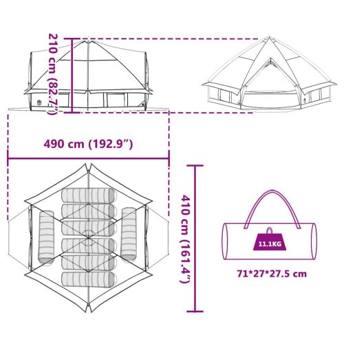 Палатка тип ти пи с покрив Сив и оранжев 490 x 410 x 210 см