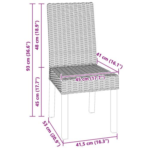 Трапезен стол 2 pcs Кубу сив 45 x 54 x 93 см
