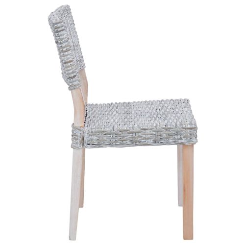 Трапезен стол 2 pcs Бял лак 46 x 55 x 84 см Кубу Ратан