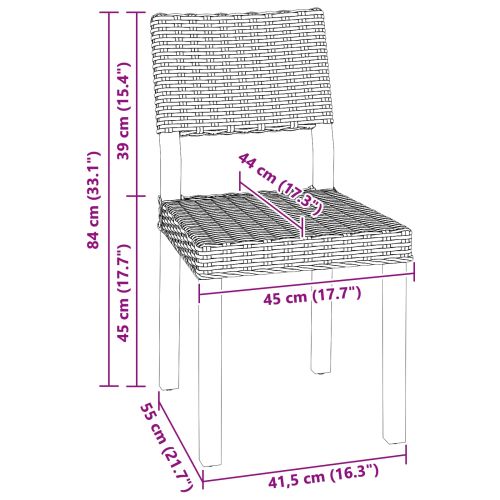 Трапезен стол 2 pcs Естествен 46 x 55 x 84 см Кубу Ратан