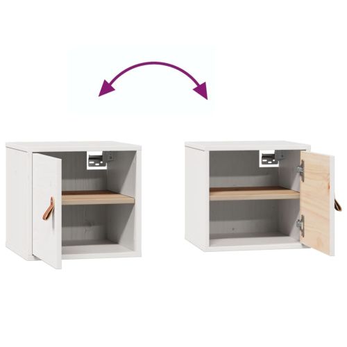 Стенен шкаф, бял, 31,5x30x30 см, борово дърво масив