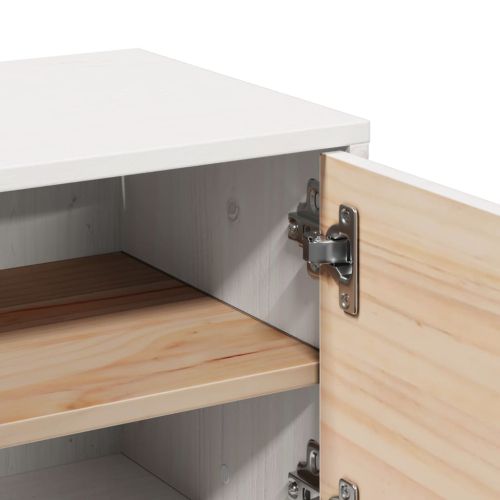 Стенен шкаф, бял, 31,5x30x30 см, борово дърво масив