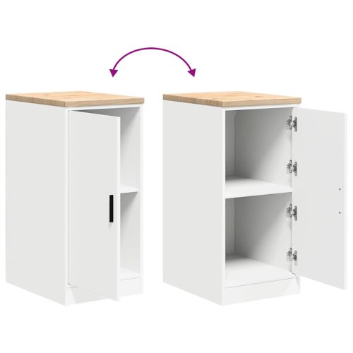 Гаражен шкаф за съхранение, бял, 40x51x85 см, бор масив