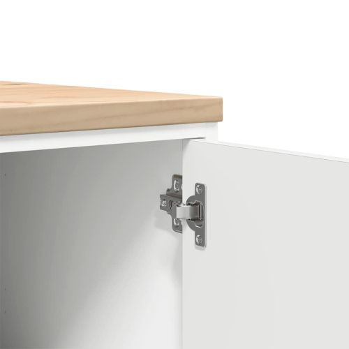 Гаражен шкаф за съхранение, бял, 40x51x85 см, бор масив