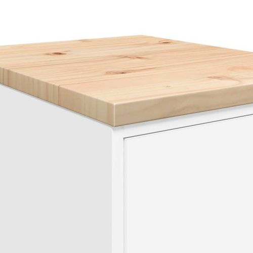 Гаражен шкаф за съхранение, бял, 40x51x85 см, бор масив