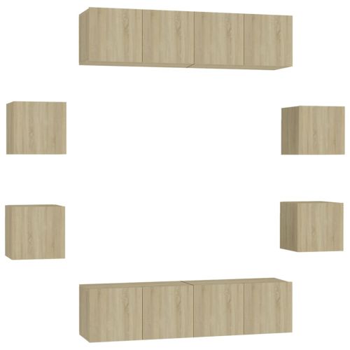 Комплект ТВ шкафове от 8 части, дъб сонома, инженерно дърво