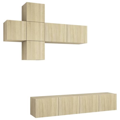 Комплект ТВ шкафове от 7 части, дъб сонома, инженерно дърво