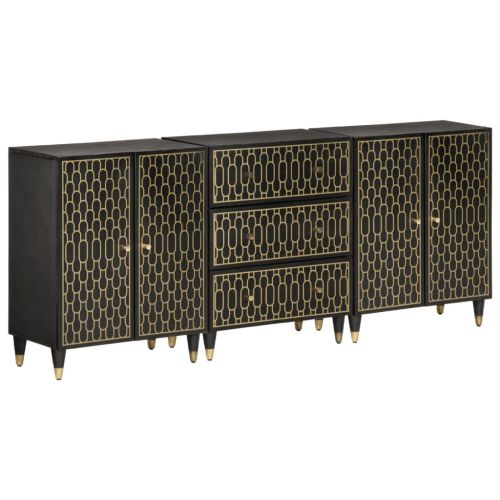 Странични шкафове 3 бр 60x33x75 см манго масивно дърво