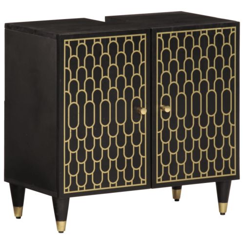 Комплект мебели за баня, 3 части, масивна мангова дървесина