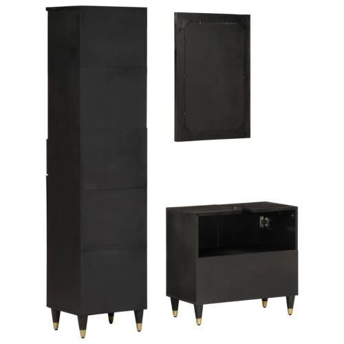 Комплект мебели за баня, 3 части, масивна мангова дървесина