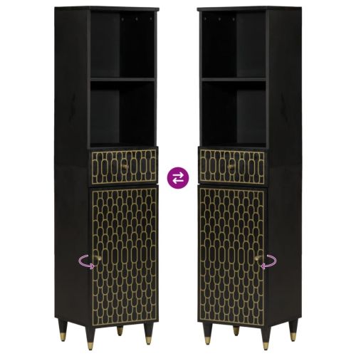 Комплект мебели за баня, 3 части, масивна мангова дървесина