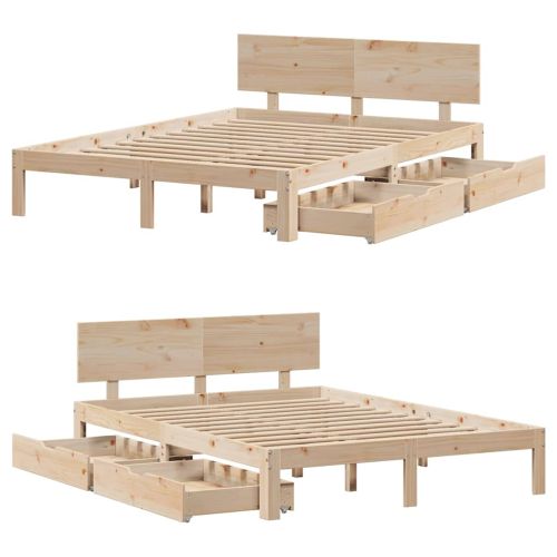 Рамка за легло, с чекмеджета, без матрак, 135x190 см