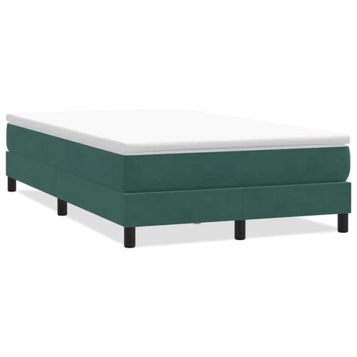 Box Spring легло без матрак Тъмнозелено 120x210 cm кадифе
