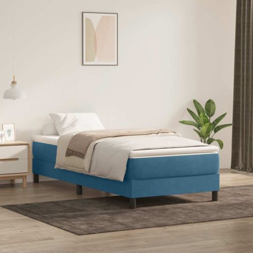 Box Spring легло без матрак Тъмно синьо 90x220 cm Кадифе