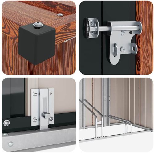 Приют за велосипеди 3 pcs Кафяво 215 x 206 x 157 см Метал