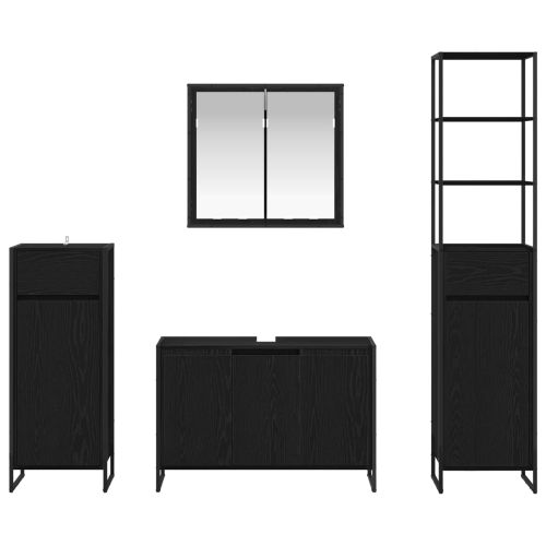 Комплект мебели за баня с чекмедже Черния дъб Инженерно дърво