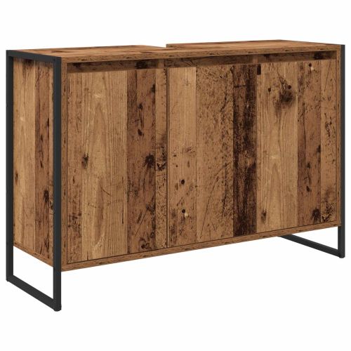 Комплект мебели за баня с чекмедже Старо дърво Инженерно дърво