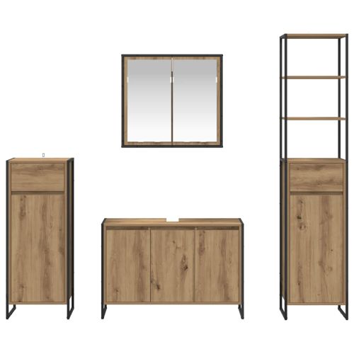 Комплект мебели за баня с чекмедже с рафт Дъб Инженерно дърво