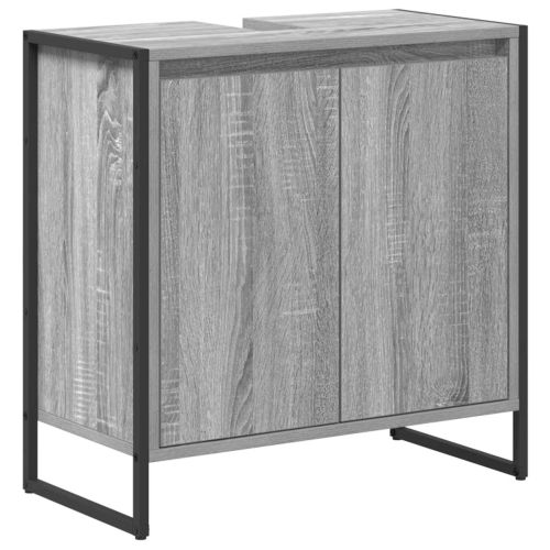 Комплект мебели за баня с чекмедже Сив Сонома Инженерно дърво