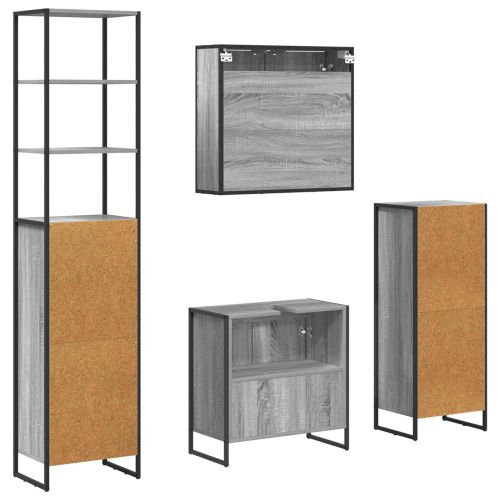 Комплект мебели за баня с чекмедже Сив Сонома Инженерно дърво