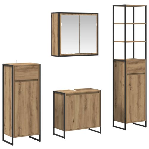 Комплект мебели за баня с чекмедже с рафт Дъб Инженерно дърво