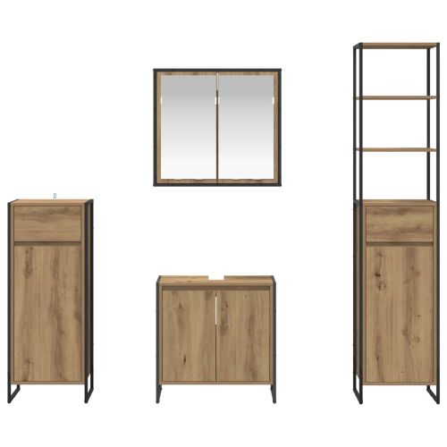 Комплект мебели за баня с чекмедже с рафт Дъб Инженерно дърво