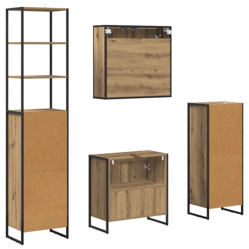 Комплект мебели за баня с чекмедже с рафт Дъб Инженерно дърво