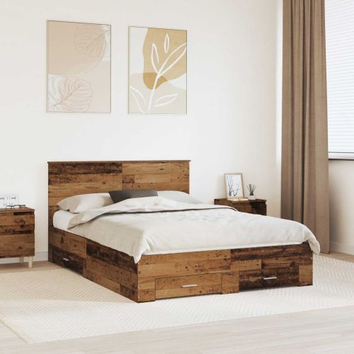 Рамка за легло Старо дърво 140 x 190 cm Инженерно дърво