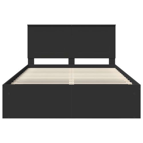 Рамка за легло Черно 140 x 190 cm Солидно борово дърво