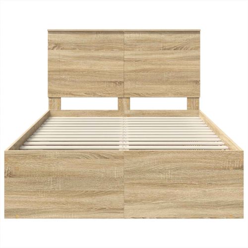 Рамка за легло Сонома дъб 135 x 190 cm Солидно борово дърво