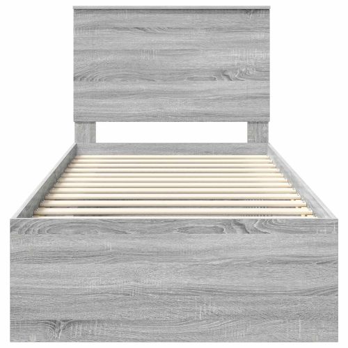 Рамка за легло Сив Сонома 100 x 200 cm Солидно борово дърво