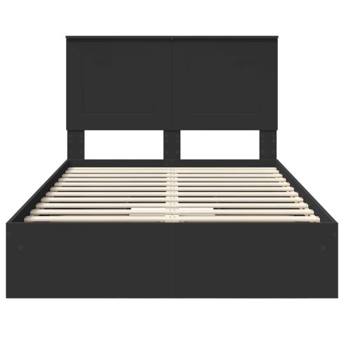 Легло с място за съхранение Черно 120 x 200 cm Инженерно дърво