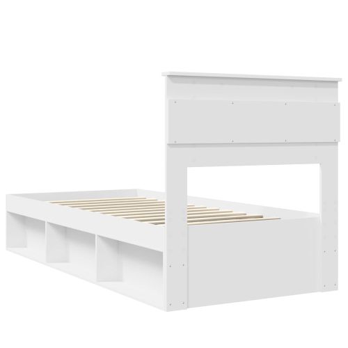 Рамка за легло с матрак Бяло 75 x 190 cm Солидно борово дърво