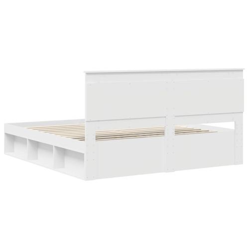 Рамка за легло с таблото Бяло 200 x 200 cm Солидно борово дърво