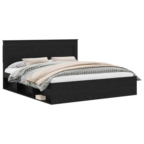 Рамка за легло Черно 200 x 200 cm Солидно борово дърво