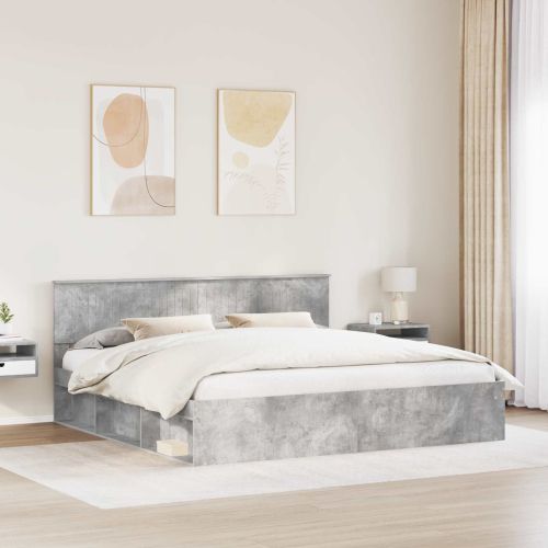 Рамка за легло Бетон 200 x 200 cm Солидно борово дърво