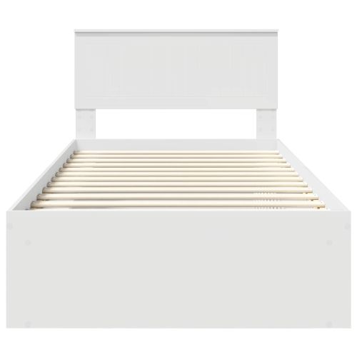 Рамка за легло с таблото Бяло 100 x 200 cm Солидно борово дърво