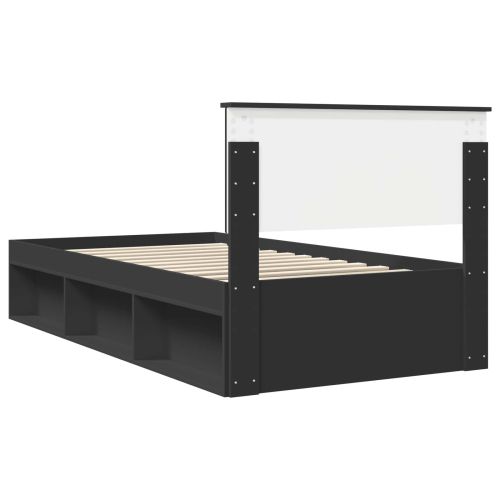 Рамка за легло Черно 100 x 200 cm Солидно борово дърво