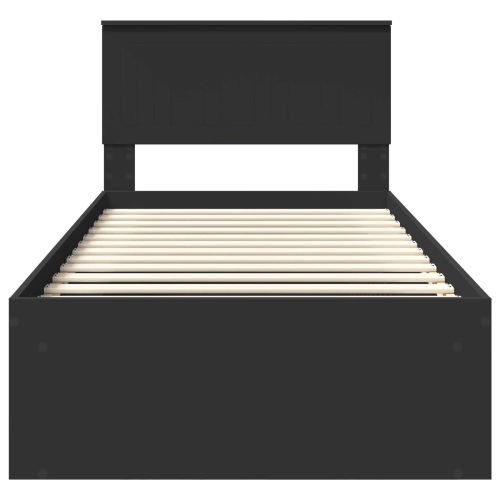 Рамка за легло с таблото Черно 90 x 200 cm Солидно борово дърво