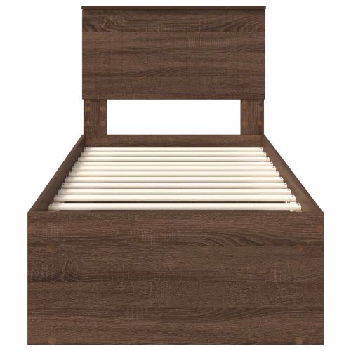 Рамка за легло Кафяв дъб 75 x 190 cm Солидно борово дърво