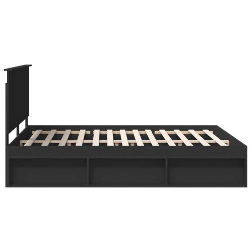 Рамка за легло Черно 160 x 200 cm Солидно борово дърво