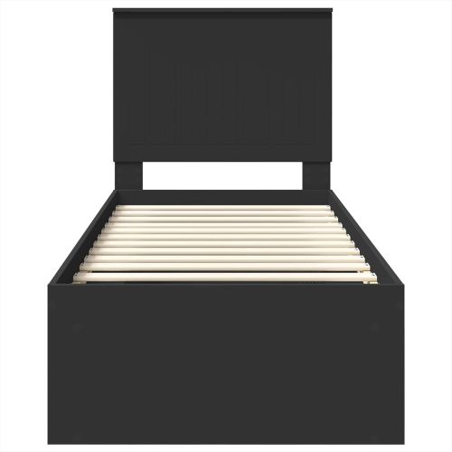 Рамка за легло с таблото Черно 75 x 190 cm Солидно борово дърво