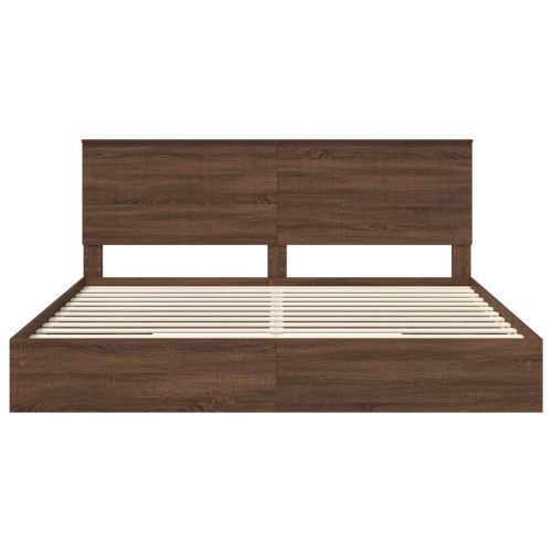 Легло с място за съхранение с таблото Кафяв дъб 200 x 200 cm